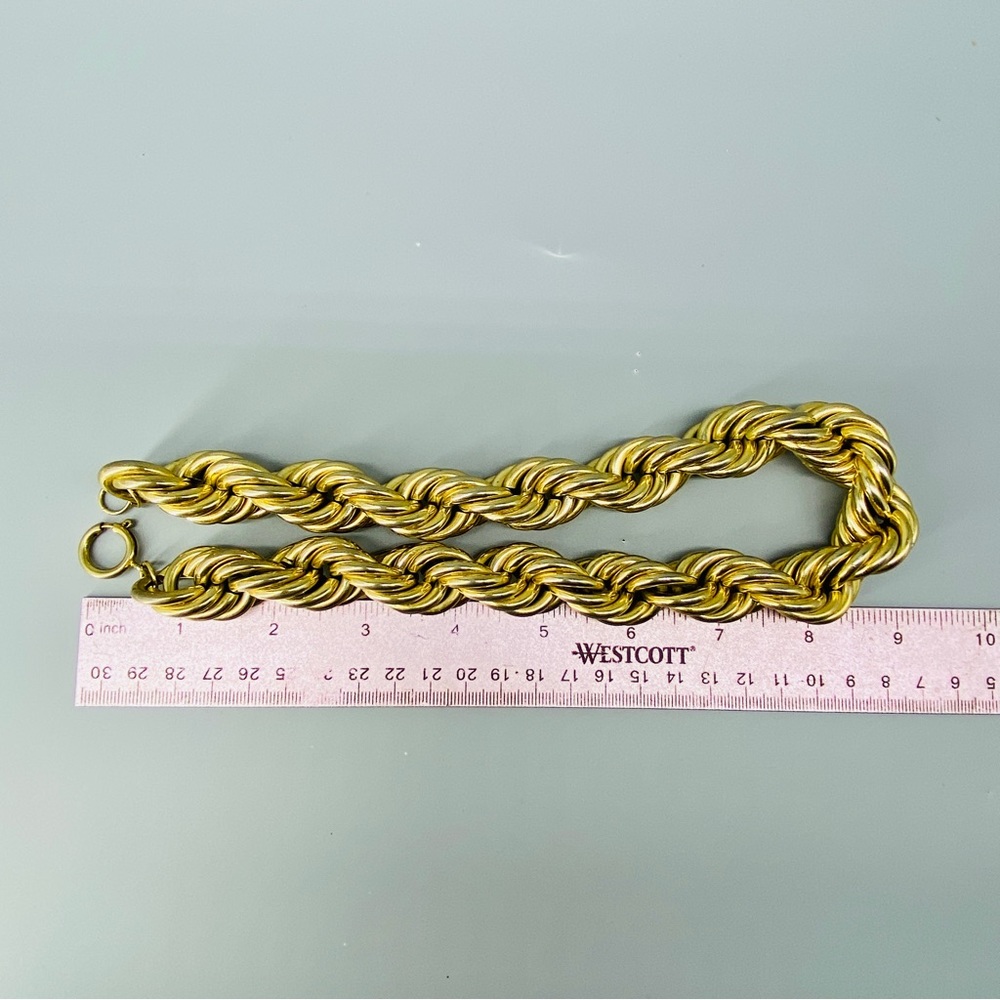 Vintage Bold & Gold Toned Big Rope Necklace HipHop Statement - Picture 13 of 16